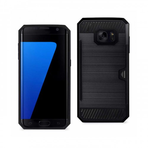 Samsung Galaxy S7 Slim Armor Hybrid Case With Card Holder In Black